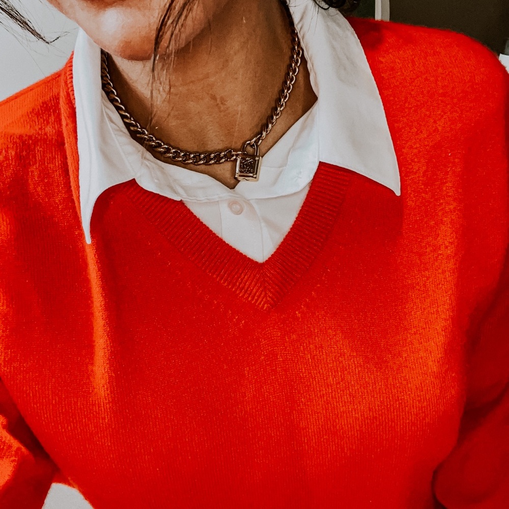 red cashmere sweater